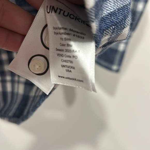 UNTUCKit Morenillo Plaid Flannel Button-Up Shirt new with our tags large blue - Picture 4 of 6